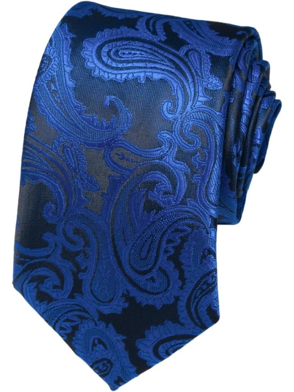 Men's Blue 100% Microfiber Paisley Jacquard Formal Woven Necktie For Business
